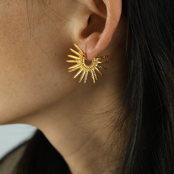 Wholesale Earrings 316L Stainless Steel Geometric Punk Style Cshaped 18K Gold Plated