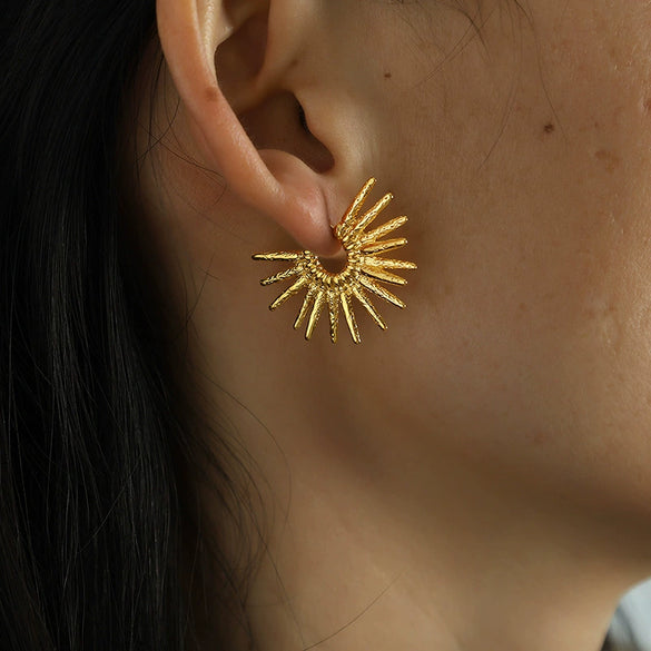 Wholesale Earrings 316L Stainless Steel Geometric Punk Style Cshaped 18K Gold Plated