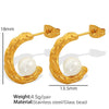 Wholesale Earrings 316L Stainless Steel Geometric Ripple Imitation Pearl C Shape Electroplating Design For Women