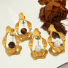 Wholesale Earrings 316L Stainless Steel Geometric Ripple Imitation Pearl C Shape Electroplating Design For Women
