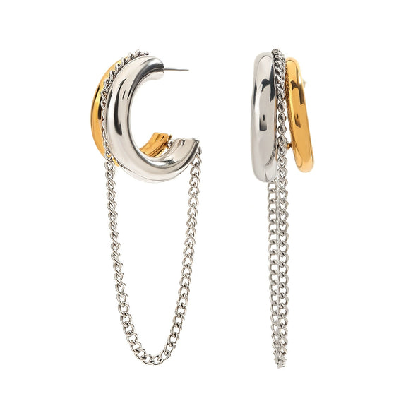 Wholesale Earrings Titanium Steel Geometric Style Electroplated Tassel Lines For Women