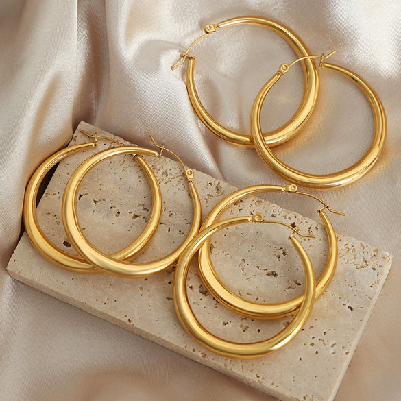 Wholesale Earrings 316L Stainless Steel Gold Plated Geometric Exaggerated Design For Women