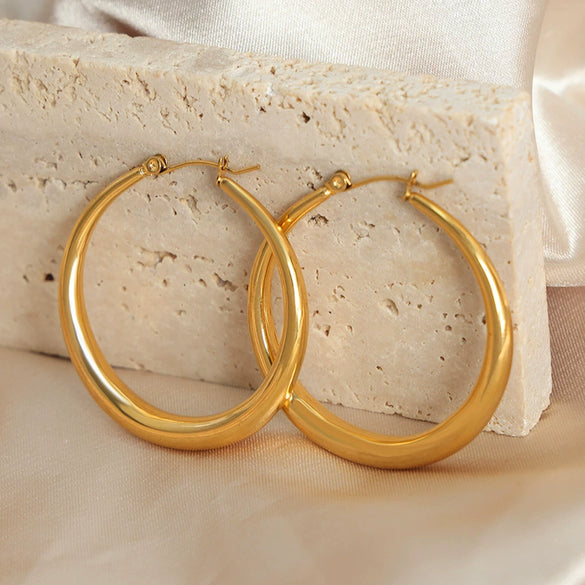 Wholesale Earrings 316L Stainless Steel Gold Plated Geometric Exaggerated Design For Women