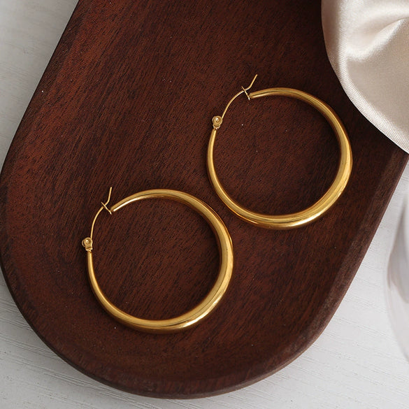 Wholesale Earrings 316L Stainless Steel Gold Plated Geometric Exaggerated Design For Women