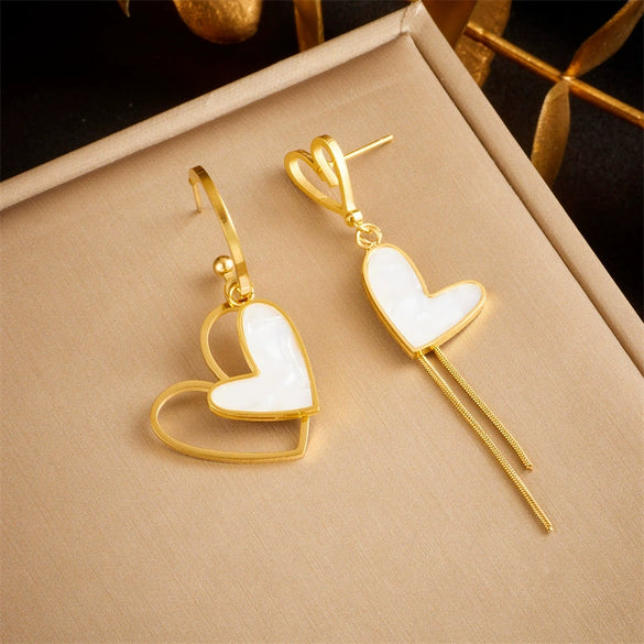 Wholesale Earrings Titanium Steel Goldplated Heart Shape Simple Style