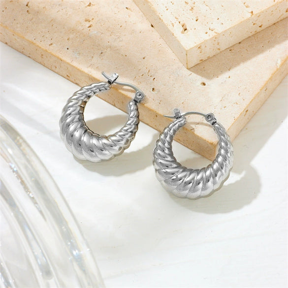 Wholesale Earrings Titanium Steel Horn Shape Geometric Cartoon Style Vacuum Electroplated