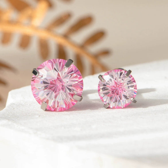 Wholesale Earrings Titanium Steel Inlaid Zircon Geometric Sweet Style For Women