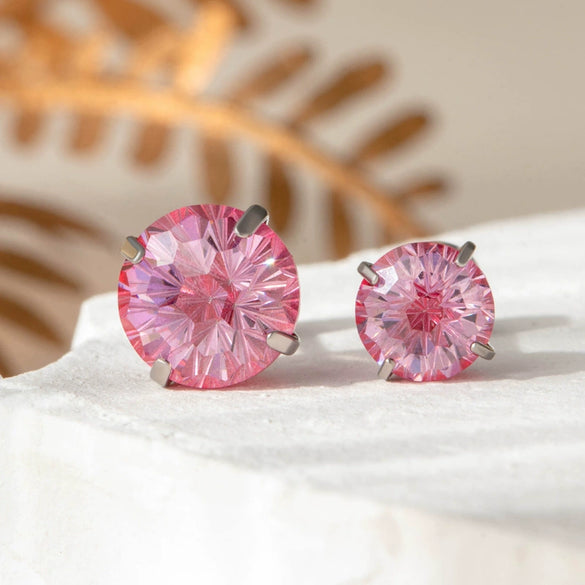 Wholesale Earrings Titanium Steel Inlaid Zircon Geometric Sweet Style For Women