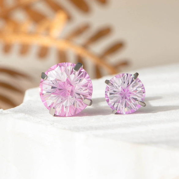 Wholesale Earrings Titanium Steel Inlaid Zircon Geometric Sweet Style For Women