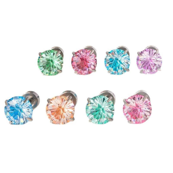 Wholesale Earrings Titanium Steel Inlaid Zircon Geometric Sweet Style For Women