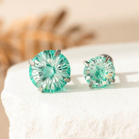 Wholesale Earrings Titanium Steel Inlaid Zircon Geometric Sweet Style For Women