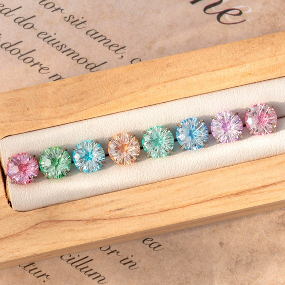 Wholesale Earrings Titanium Steel Inlaid Zircon Geometric Sweet Style For Women