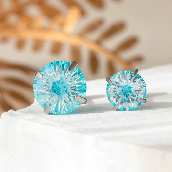 Wholesale Earrings Titanium Steel Inlaid Zircon Geometric Sweet Style For Women