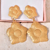 Wholesale Earrings Titanium Steel 18K Gold Plated Flower Leaves Retro High Grade Exaggerated Style