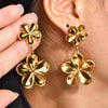 Wholesale Earrings Titanium Steel 18K Gold Plated Flower Leaves Retro High Grade Exaggerated Style