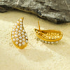 Wholesale Earrings Titanium Steel 18K Gold Plated Hollow Drops With Pearl Vintage Style