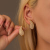 Wholesale Earrings Titanium Steel 18K Gold Plated Hollow Drops With Pearl Vintage Style