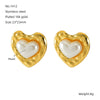 Wholesale Earrings Titanium Steel Pearl Heartshaped Retro Fashion Electroplating For Women