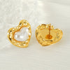 Wholesale Earrings Titanium Steel Pearl Heartshaped Retro Fashion Electroplating For Women