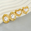 Wholesale Earrings Titanium Steel Pearl Heartshaped Retro Fashion Electroplating For Women