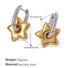 Wholesale Earrings 316L Stainless Steel Plated Gold Vintage Exaggerated Star Style For Women