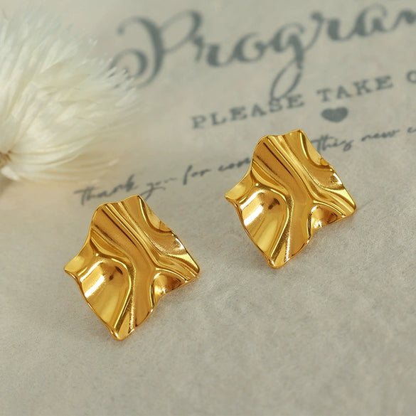Wholesale Earrings 316L Stainless Steel Rhombus Geometric French Retro Style Electroplated