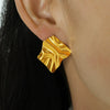 Wholesale Earrings 316L Stainless Steel Rhombus Geometric French Retro Style Electroplated