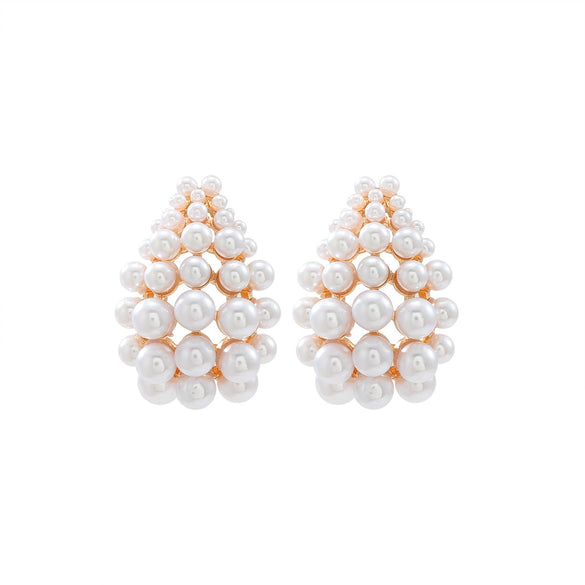 Wholesale Earrings Zinc Alloy Geometric Style Set With Diamonds Retro Light Luxury Imitation Pearl Hollow Design Women's