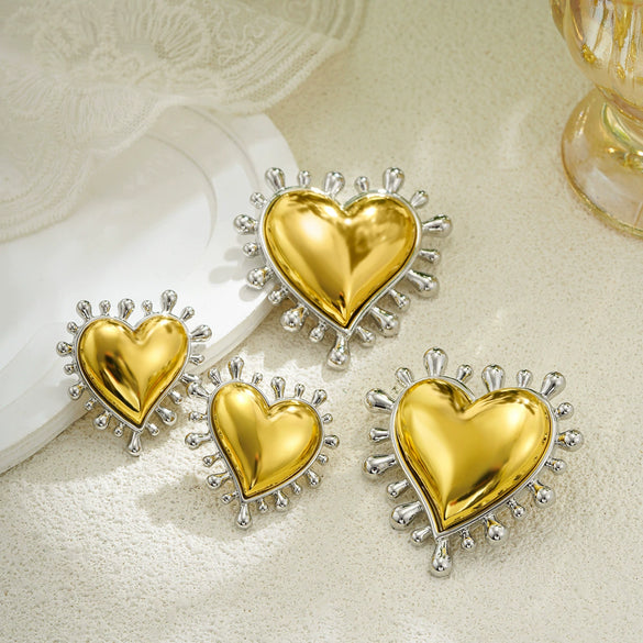 Wholesale Earrings Zinc Alloy Heart Shaped Cool Style Electroplated