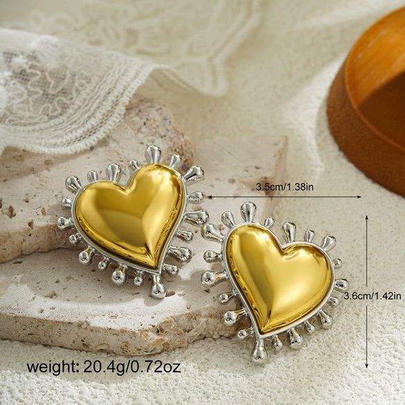 Wholesale Earrings Zinc Alloy Heart Shaped Cool Style Electroplated
