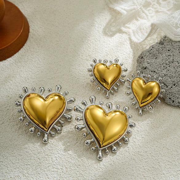 Wholesale Earrings Zinc Alloy Heart Shaped Cool Style Electroplated