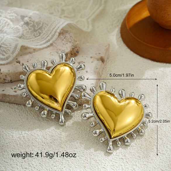 Wholesale Earrings Zinc Alloy Heart Shaped Cool Style Electroplated