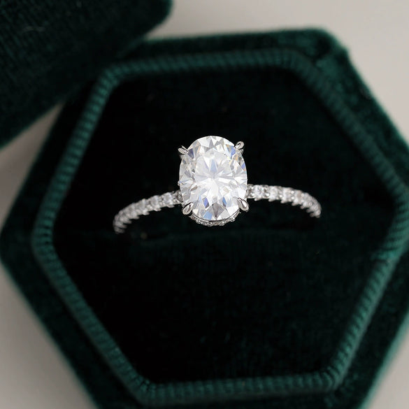 Wholesale Eggshaped 925 Sterling Silver Geometric Moissanite Women's Ring