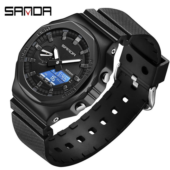 Wholesale Electronic Men's Watch Zinc Alloy Tpu Mineral Strengthened Glass Mirror Octagonal Round Light Luxury Multifunctional Waterproof