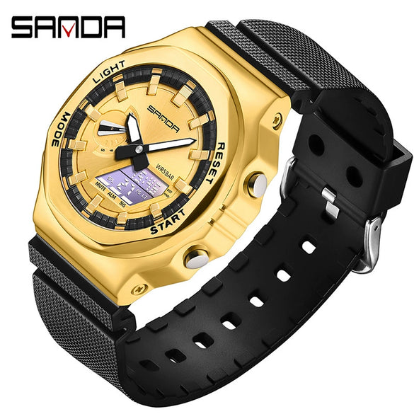 Wholesale Electronic Men's Watch Zinc Alloy Tpu Mineral Strengthened Glass Mirror Octagonal Round Light Luxury Multifunctional Waterproof