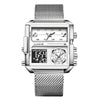 Wholesale Electronic Quartz Watch Square Alloy Case Stainless Steel Mesh Belt Sporty Style For Men