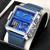 Wholesale Electronic Quartz Watch Square Alloy Case Stainless Steel Mesh Belt Sporty Style For Men