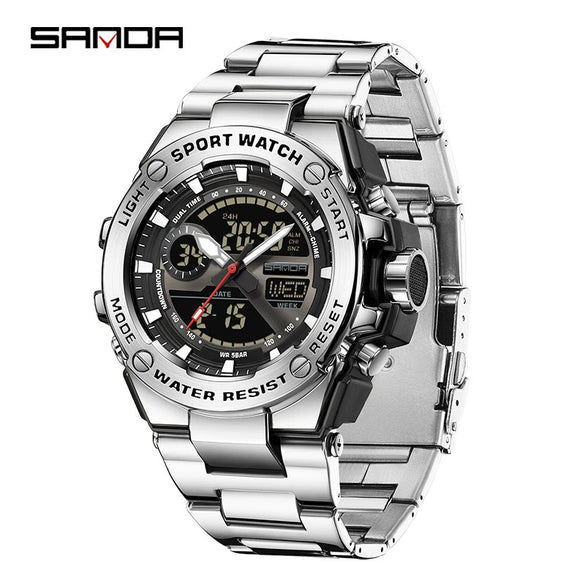 Wholesale Electronic Watch Zinc Alloyabs Case Tpu And Steel Strip Strap Acrylic Mirror Round Dial Minimalist Business Versatile Casual Sporty Fashion Student Watch