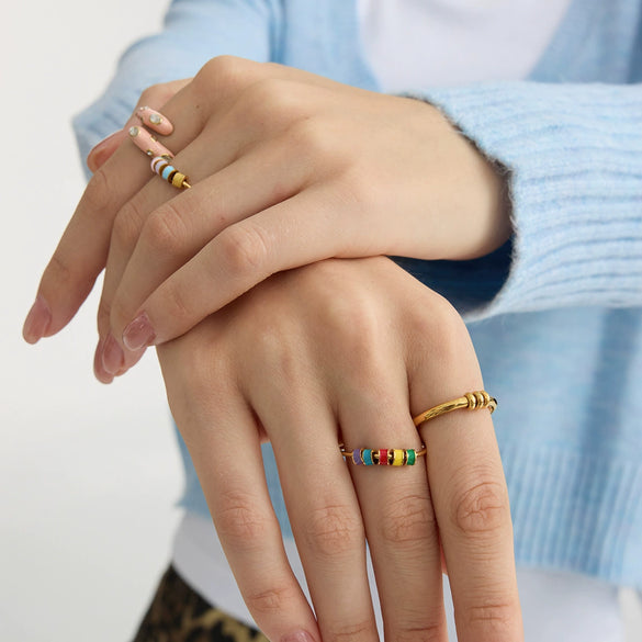 Wholesale Electroplated Ancient Geometric Heart Shape Stainless Steel Ring For Women
