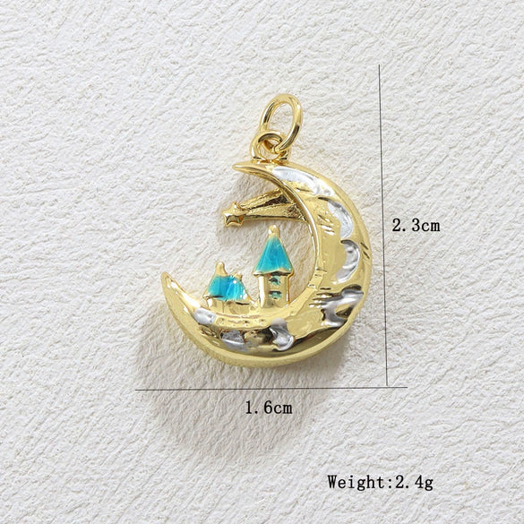 Wholesale Electroplated Copper Pendant Jewelry Accessories With Life Tree Cactus Star Moon Design