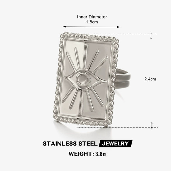Wholesale Electroplated Geometric Devil's Eye Open Ring For Women Stainless Steel