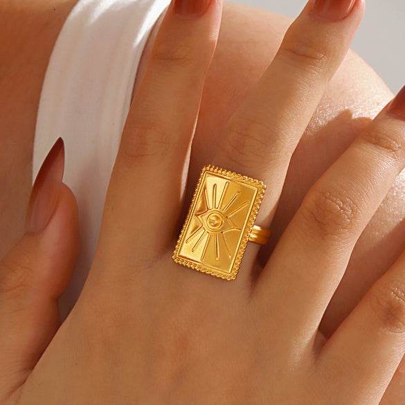 Wholesale Electroplated Geometric Devil's Eye Open Ring For Women Stainless Steel