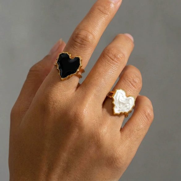 Wholesale Electroplated Geometric Heart Open Ring Stainless Steel Jewelry For Women And Men