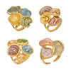 Wholesale Electroplated Geometric Leaf Stainless Steel Ring For Unisex Light Luxury Jewelry