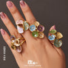 Wholesale Electroplated Geometric Leaf Stainless Steel Ring For Unisex Light Luxury Jewelry