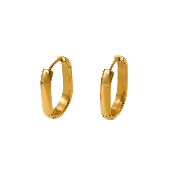 Wholesale Electroplated Geometric Oval Titanium Steel Earrings For Women