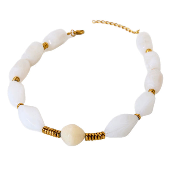 Wholesale Electroplated Geometric Rhombus Shaped Acrylic And Stainless Steel Beaded Necklace For Women