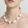 Wholesale Electroplated Geometric Rhombus Shaped Acrylic And Stainless Steel Beaded Necklace For Women
