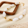 Wholesale Electroplated Geometric Rhombus Shaped Acrylic And Stainless Steel Beaded Necklace For Women