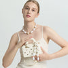 Wholesale Electroplated Geometric Rhombus Shaped Acrylic And Stainless Steel Beaded Necklace For Women